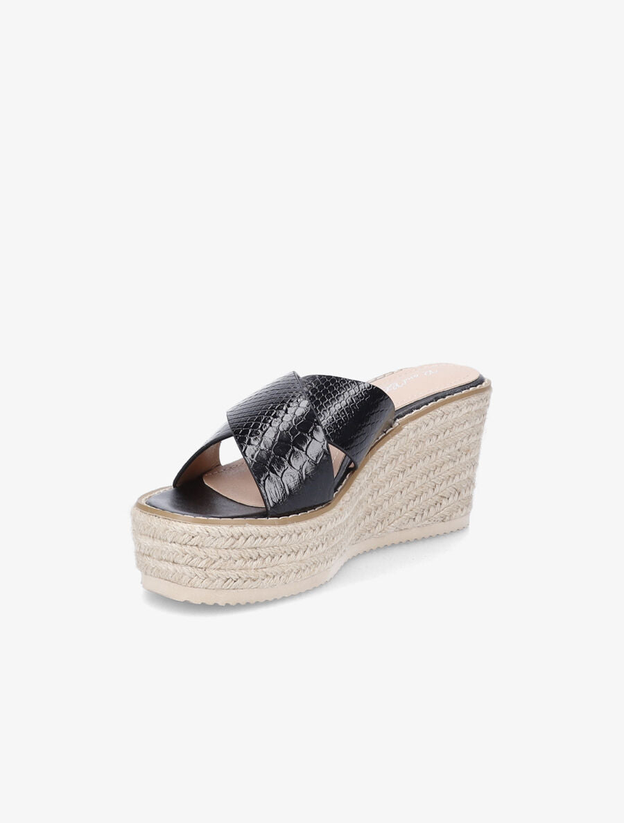 Mules compensées effet python - Noir - 3