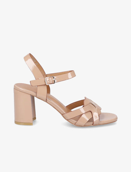 Sandales vernies à ganses entremelées - Beige - 5
