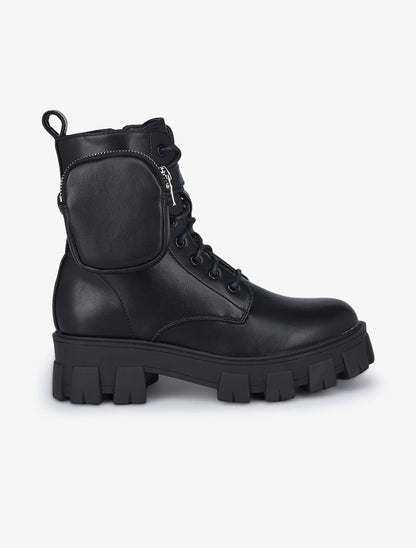 Boots style rangers à sangle à pochette zippée - Noir - 2