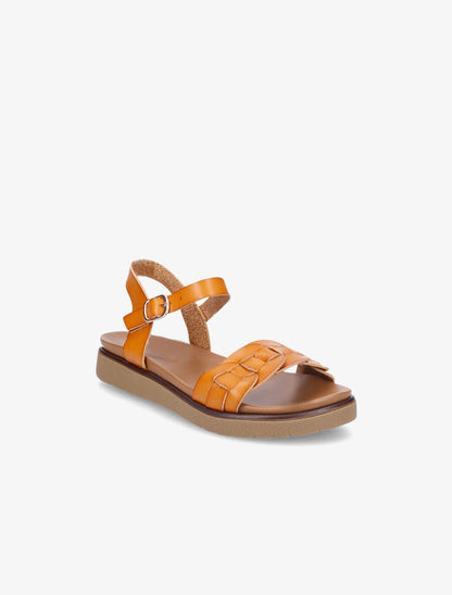 Sandales à brides tressées stylisées - Jaune - 1