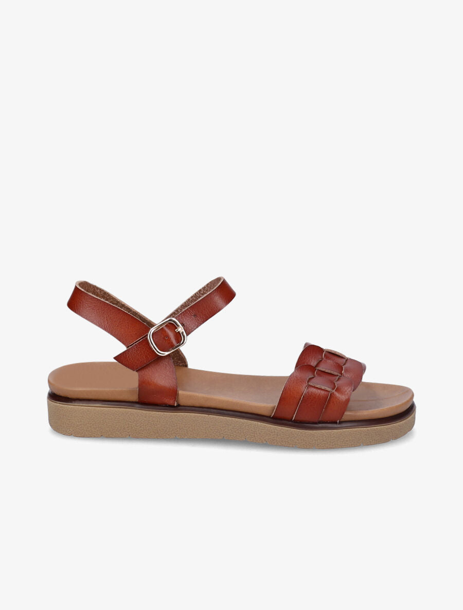 Sandales à brides tressées stylisées - Marron - 3