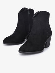 Bottines en suédine à coutures stylisées - Noir - 1