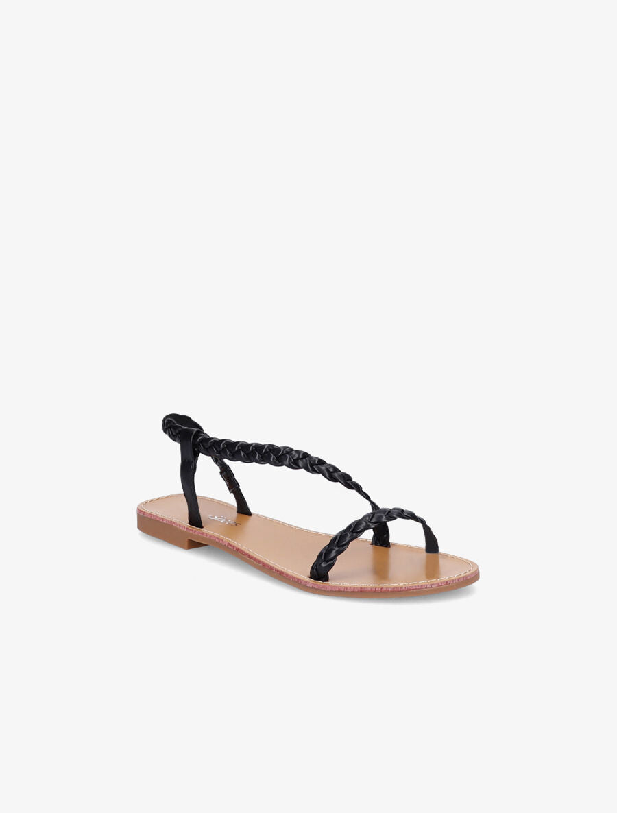 Nu-pieds en simili tressés - Noir - 5