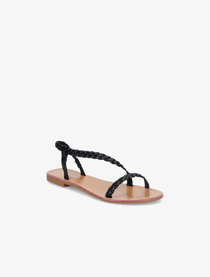 Nu-pieds en simili tressés - Noir - 5