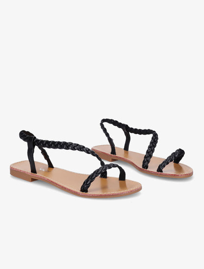 Nu-pieds en simili tressés - Noir - 4
