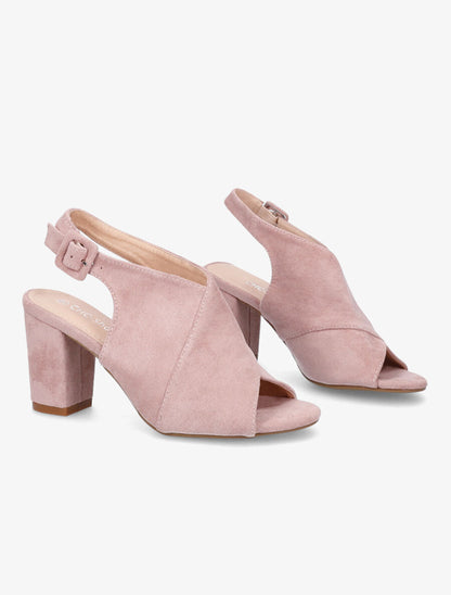 Sandales en suédine à ganses croisées - Rose - 4