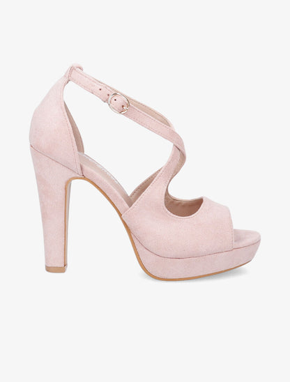 Sandales en suédine et à plateforme - Rose - 1