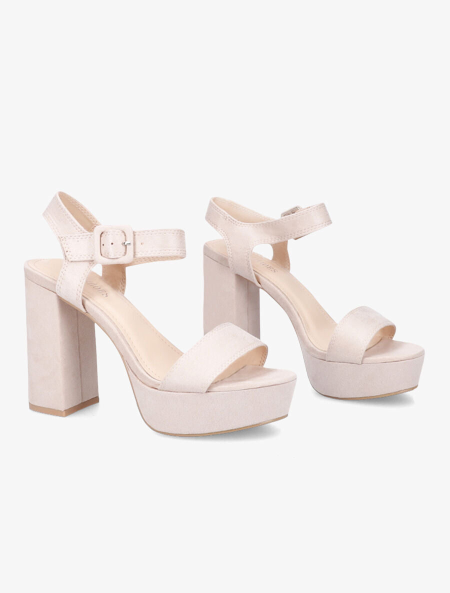 Sandales à plateforme et ganses simples - Beige - 4