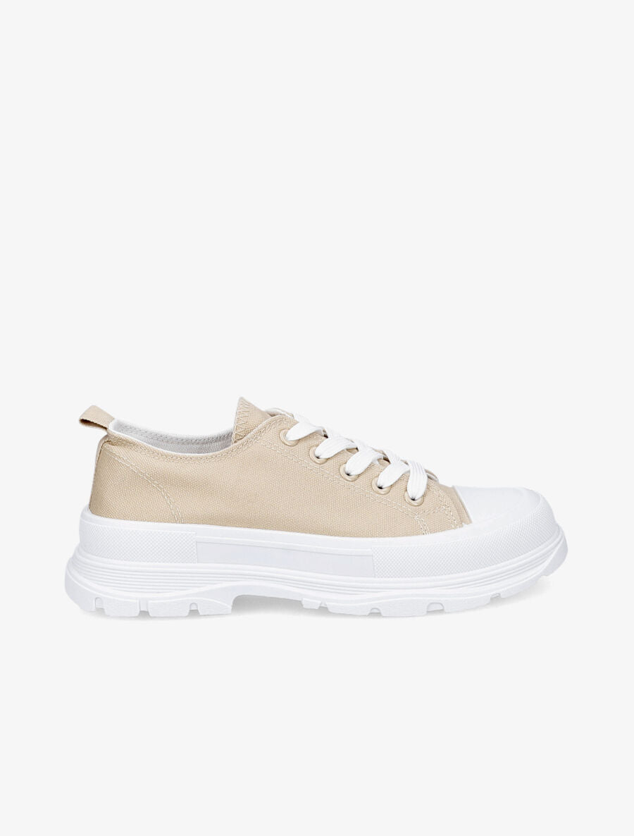 Tennis unies en toile - Beige - 1