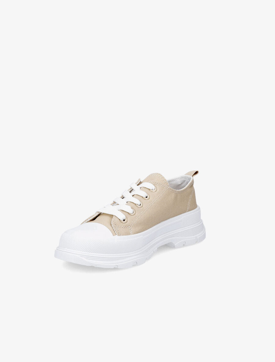Tennis unies en toile - Beige - 3