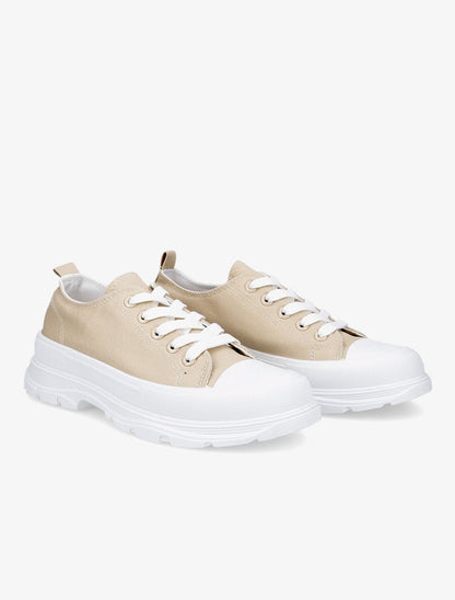 Tennis unies en toile - Beige - 4