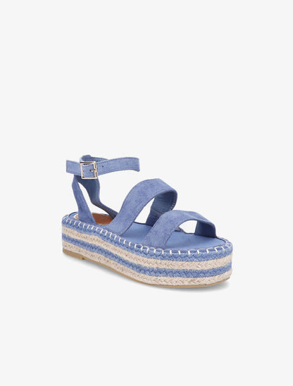 Nu-pieds en suédine à double ganses - Bleu - 2