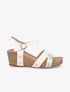 Sandales en simili à talons effet liège - Beige - 1