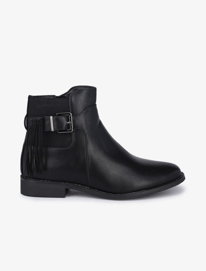 Boots à boucle à franges - Noir - 2