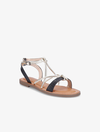 Nu-pieds à ganses stylisées - Noir - 1