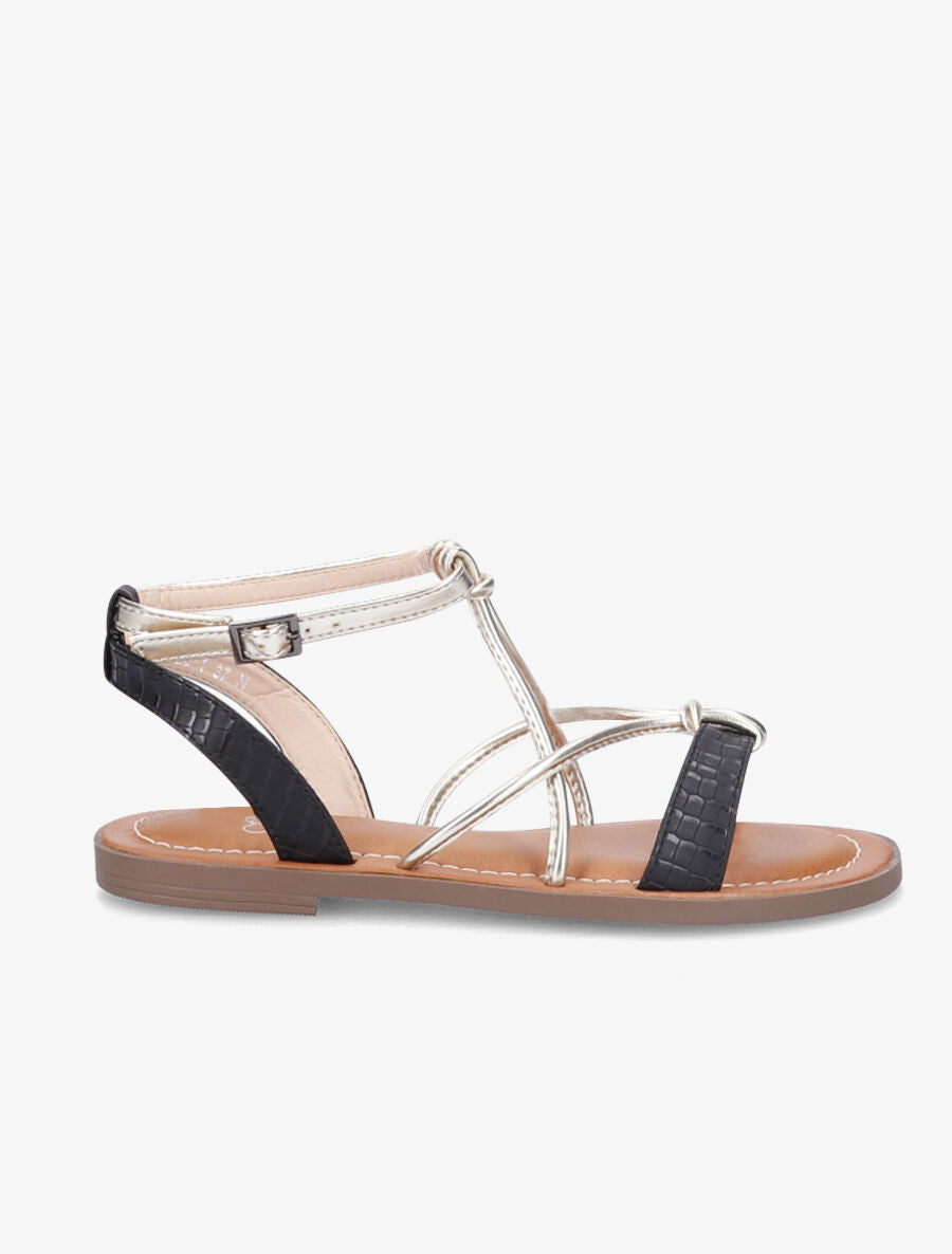 Nu-pieds à ganses stylisées - Noir - 3