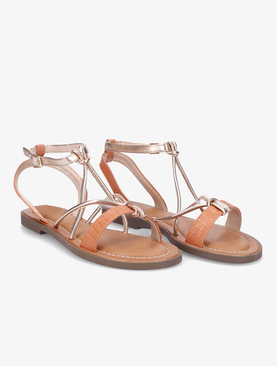 Nu-pieds à ganses stylisées - Terre de sienne - 5
