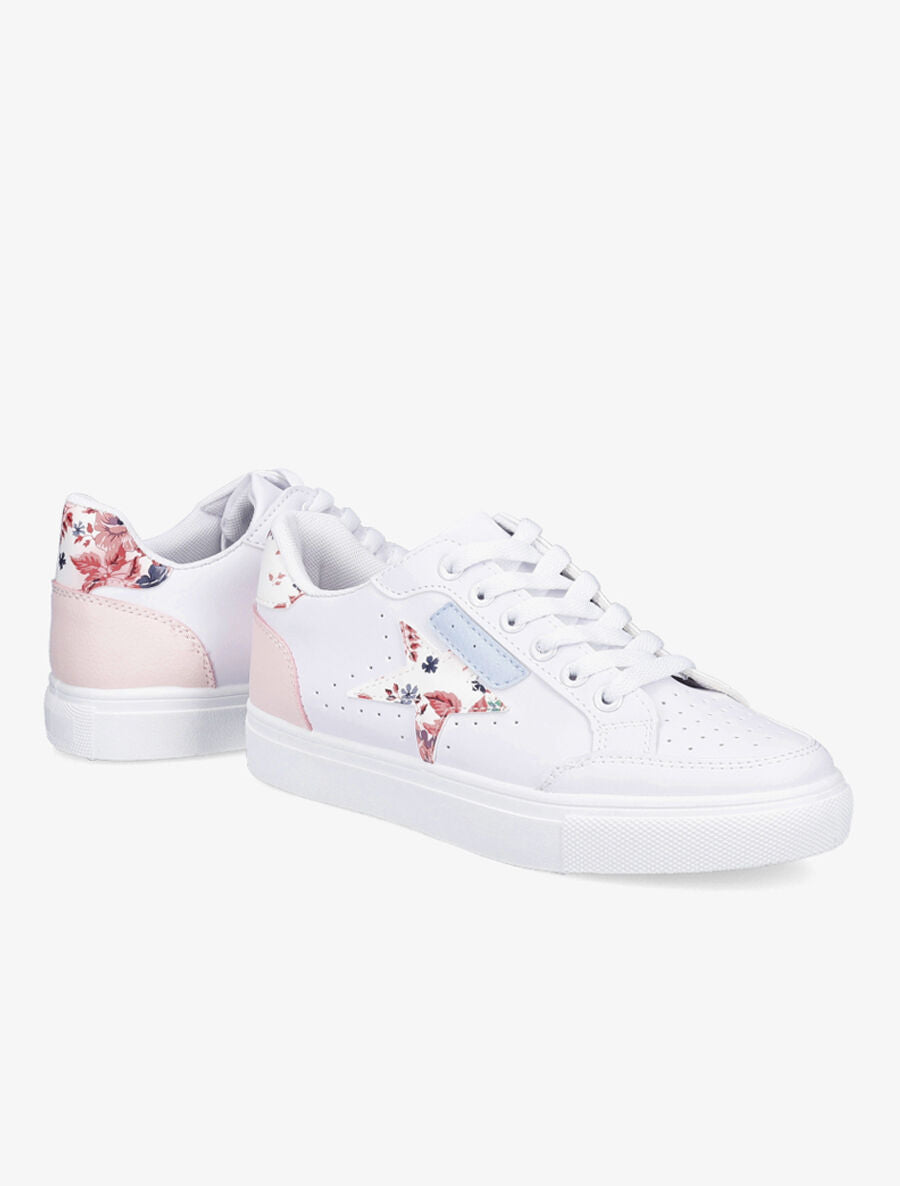 Sneakers à étoile imprimé fleuri - Blanc - 4
