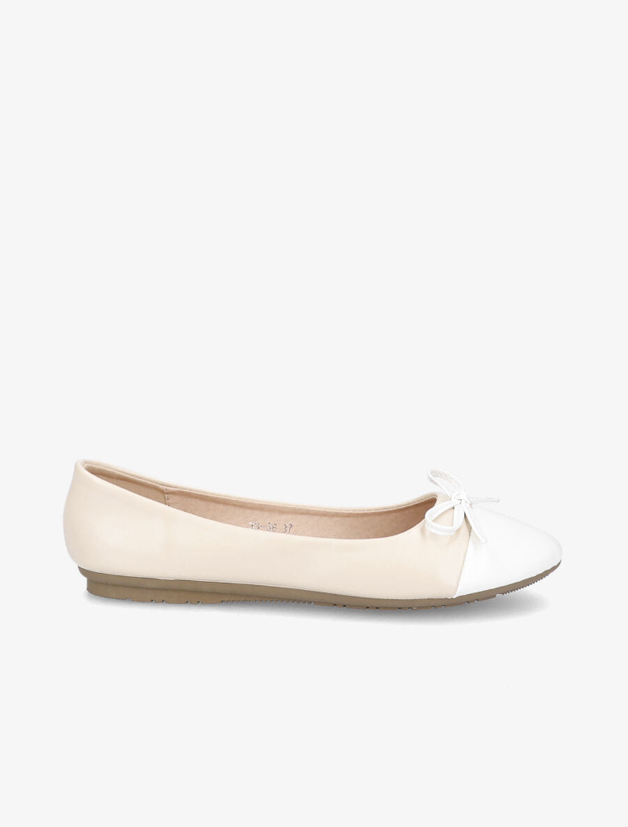 Ballerines en simil à détail nœud - Blanc - 1