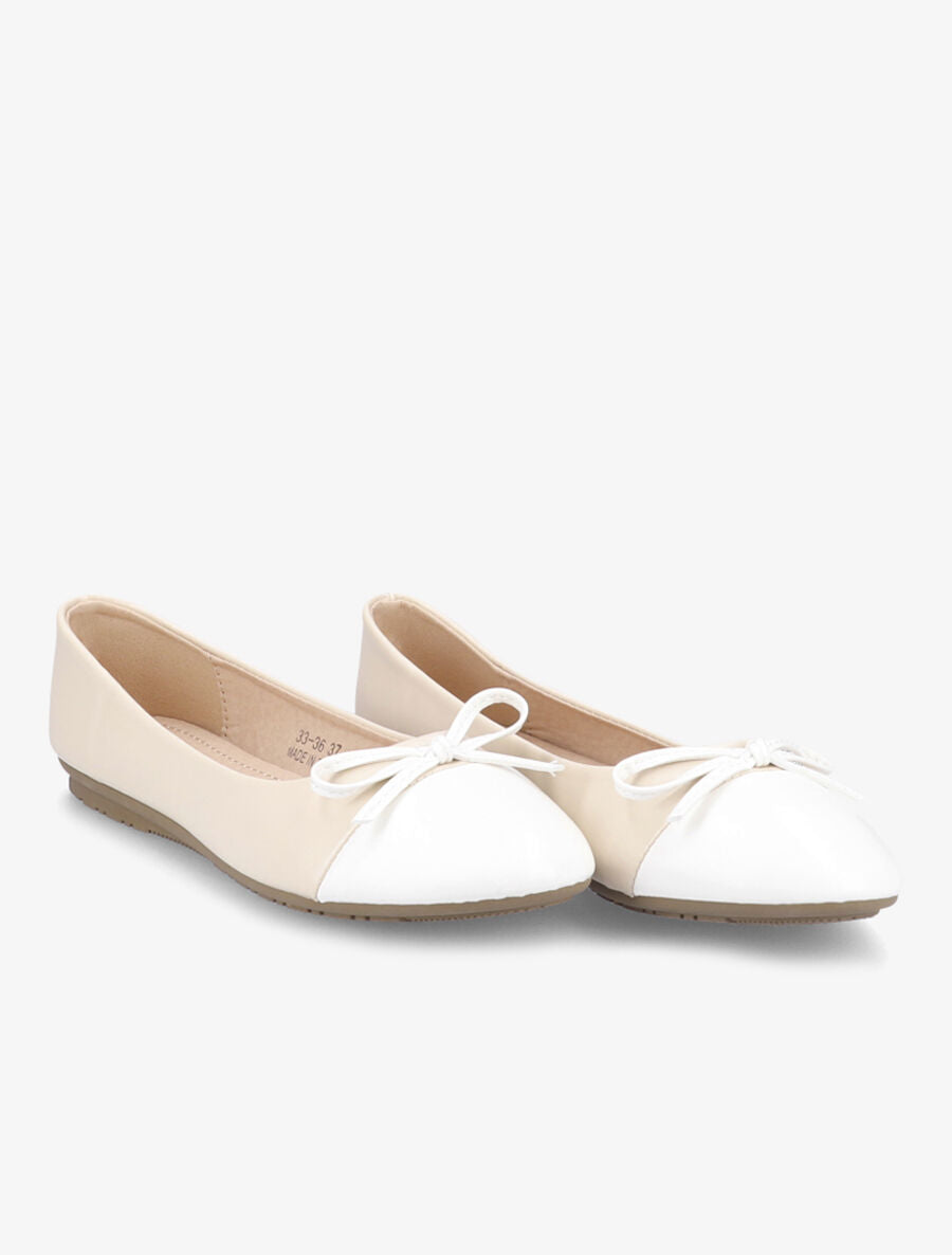 Ballerines en simil à détail nœud - Blanc - 4