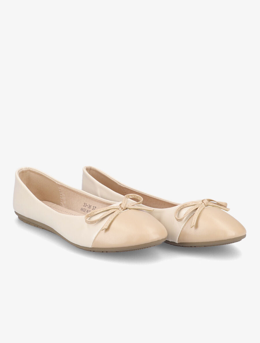 Ballerines en simil à détail nœud - Nude - 4