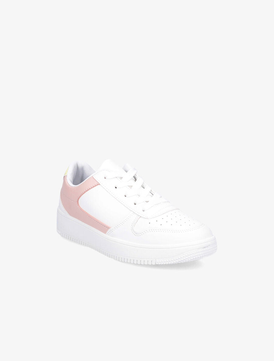 Baskets en simili à bouts perforés - Blanc/rose - 2