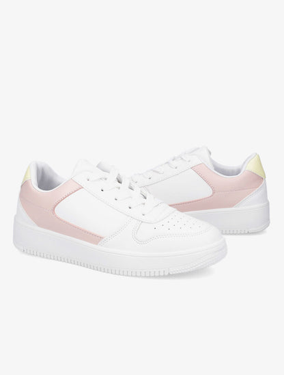 Baskets en simili à bouts perforés - Blanc/rose - 4
