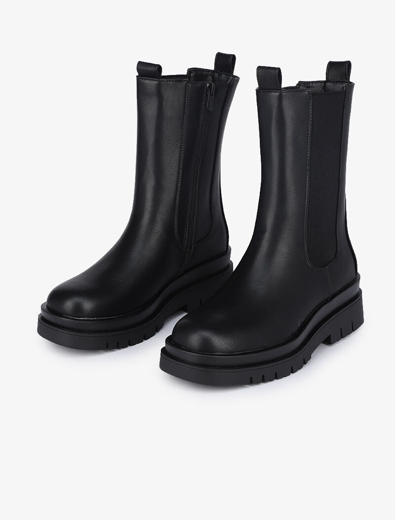 Boots montantes élastiquées à semelles crantées - Noir - 1