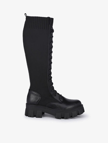 Bottes bi-matière à lacets styles rangers - Noir - 2
