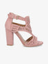 Sandales à talon et ganses ajourées stylisées - Rose - 5