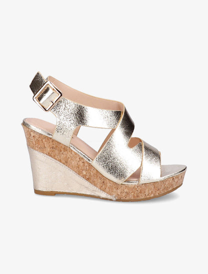 Sandales compensées à brides entrelacées - Or - 5