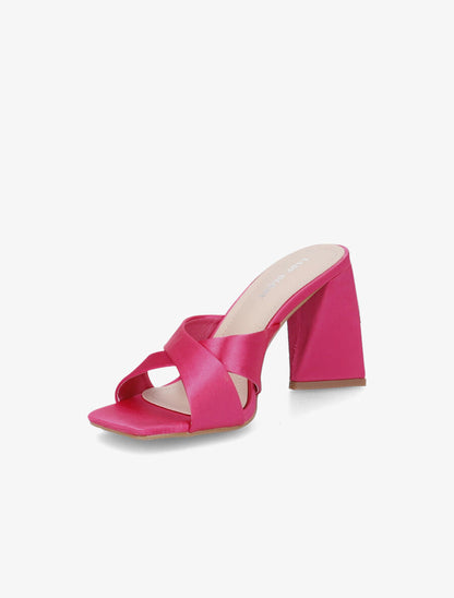 Mules satinées croisées - Fushia - 3