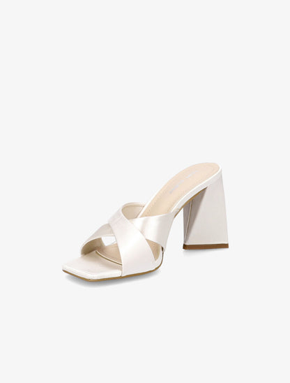 Mules satinées croisées - Beige - 3