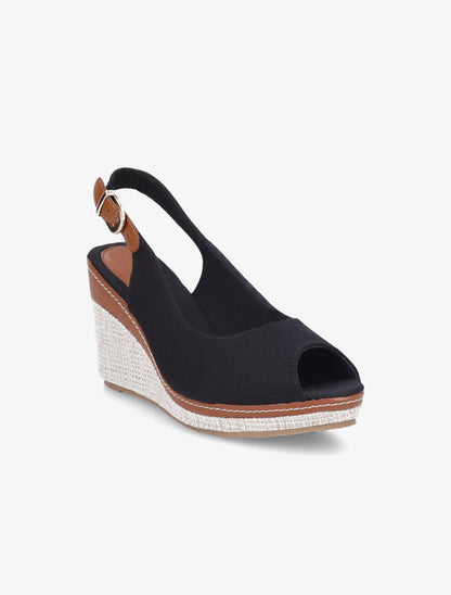 Sandales peep toe en toile - Noir - 2