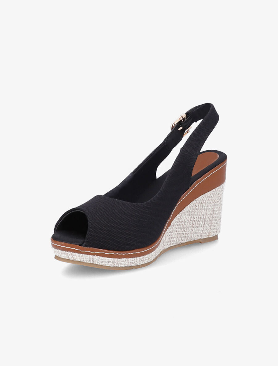 Sandales peep toe en toile - Noir - 3