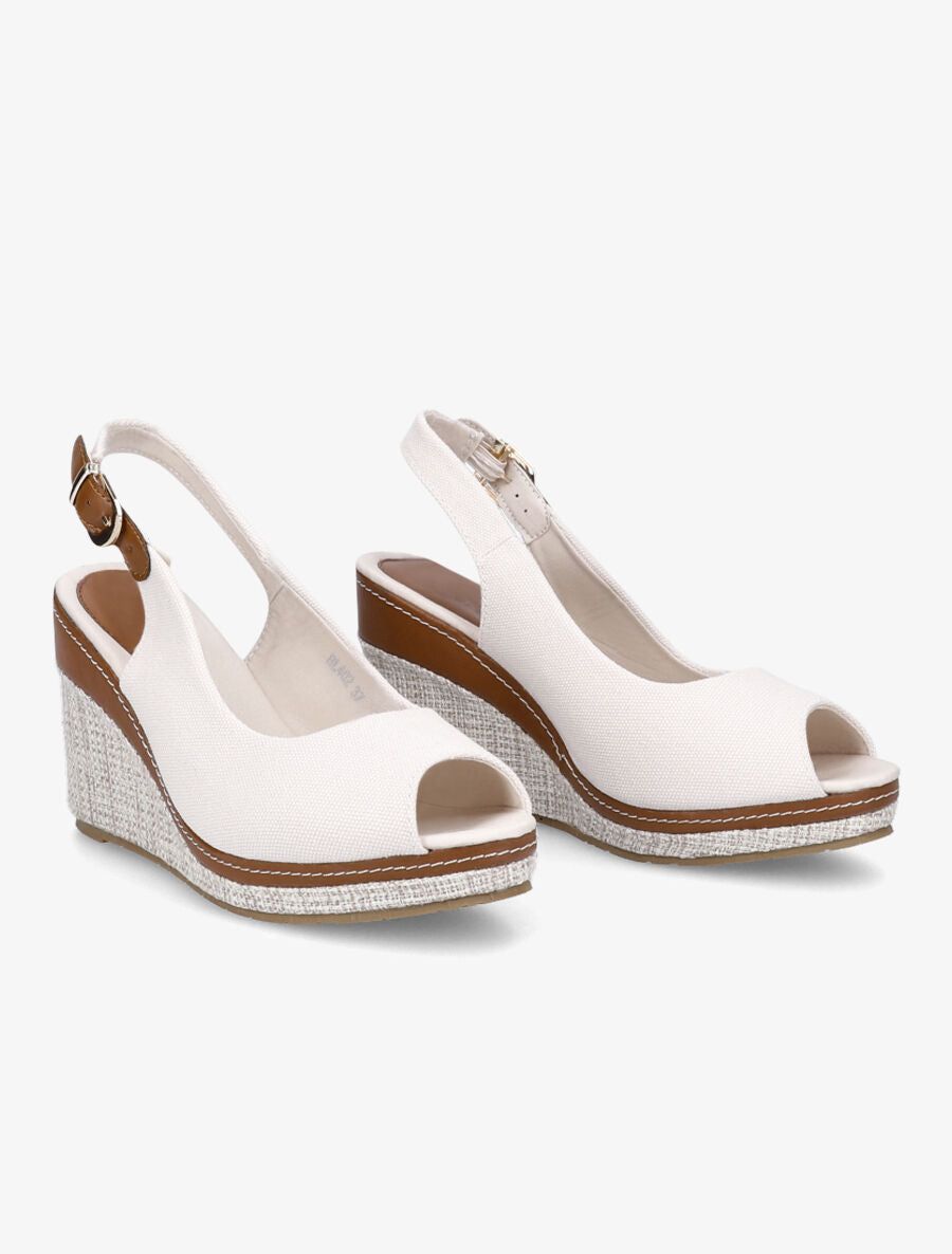 Sandales peep toe en toile - Beige - 4