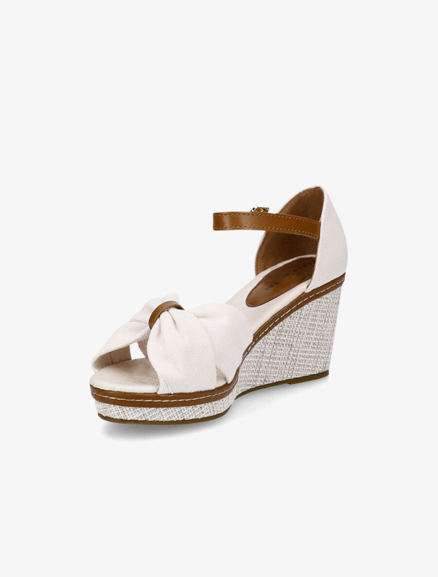Sandales compensées à ganse style noeud - Beige - 3