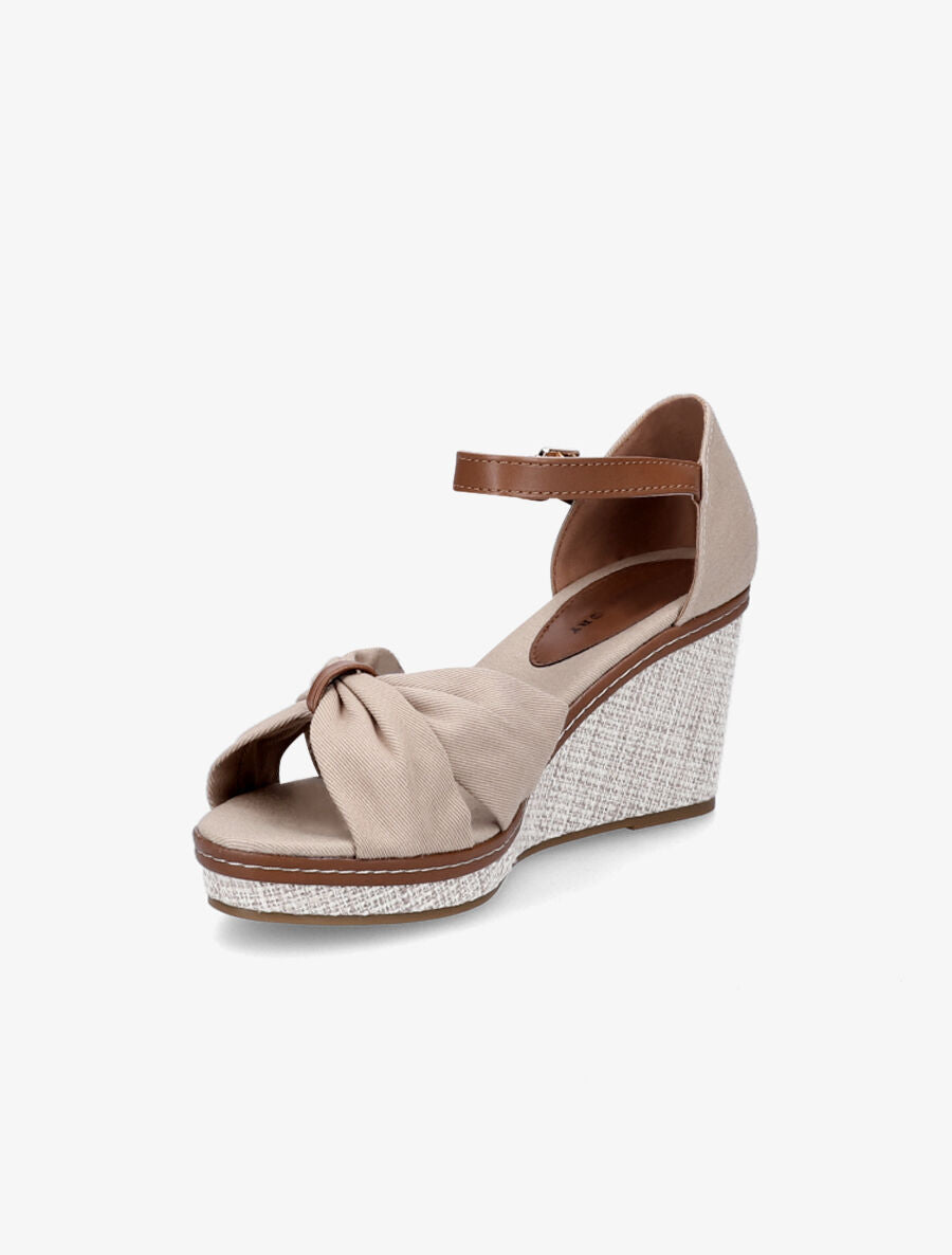 Sandales compensées à ganse style noeud - Taupe - 3