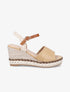 Sandales en simili à talon compensé stylisé - Beige - 5