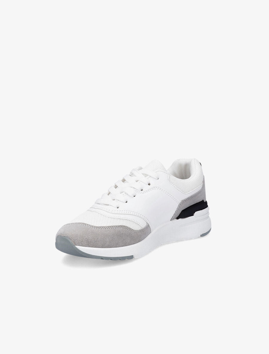 Sneakers en simili et mesh - Gris clair - 3