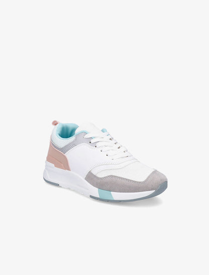 Sneakers en simili et mesh - Rose - 2