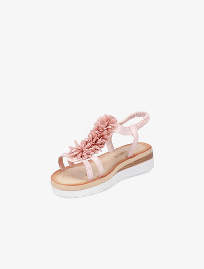 Nu-pieds à détail fleurs et contrefort élastiqué - Champagne - 2
