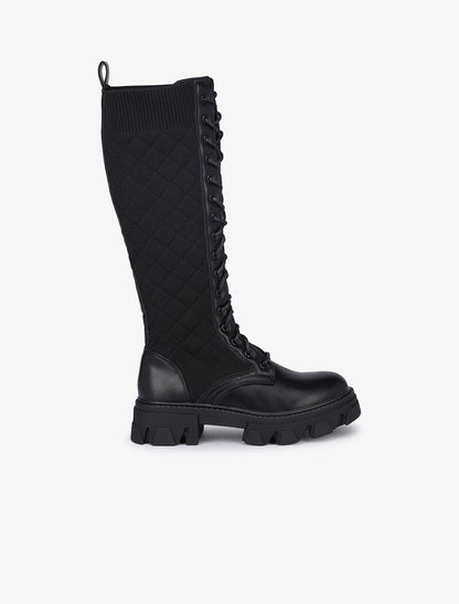 Bottes matelassées à lacets style rangers - Noir - 1
