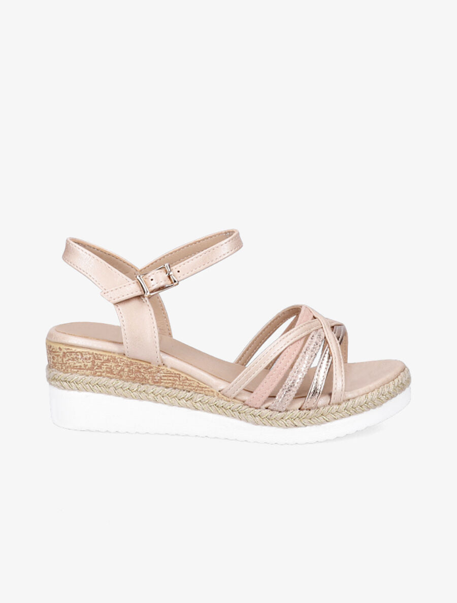 Sandales compensées à brides croisées - Rose - 1