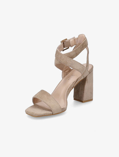 Sandales en suédine à brides croisées - Taupe - 3