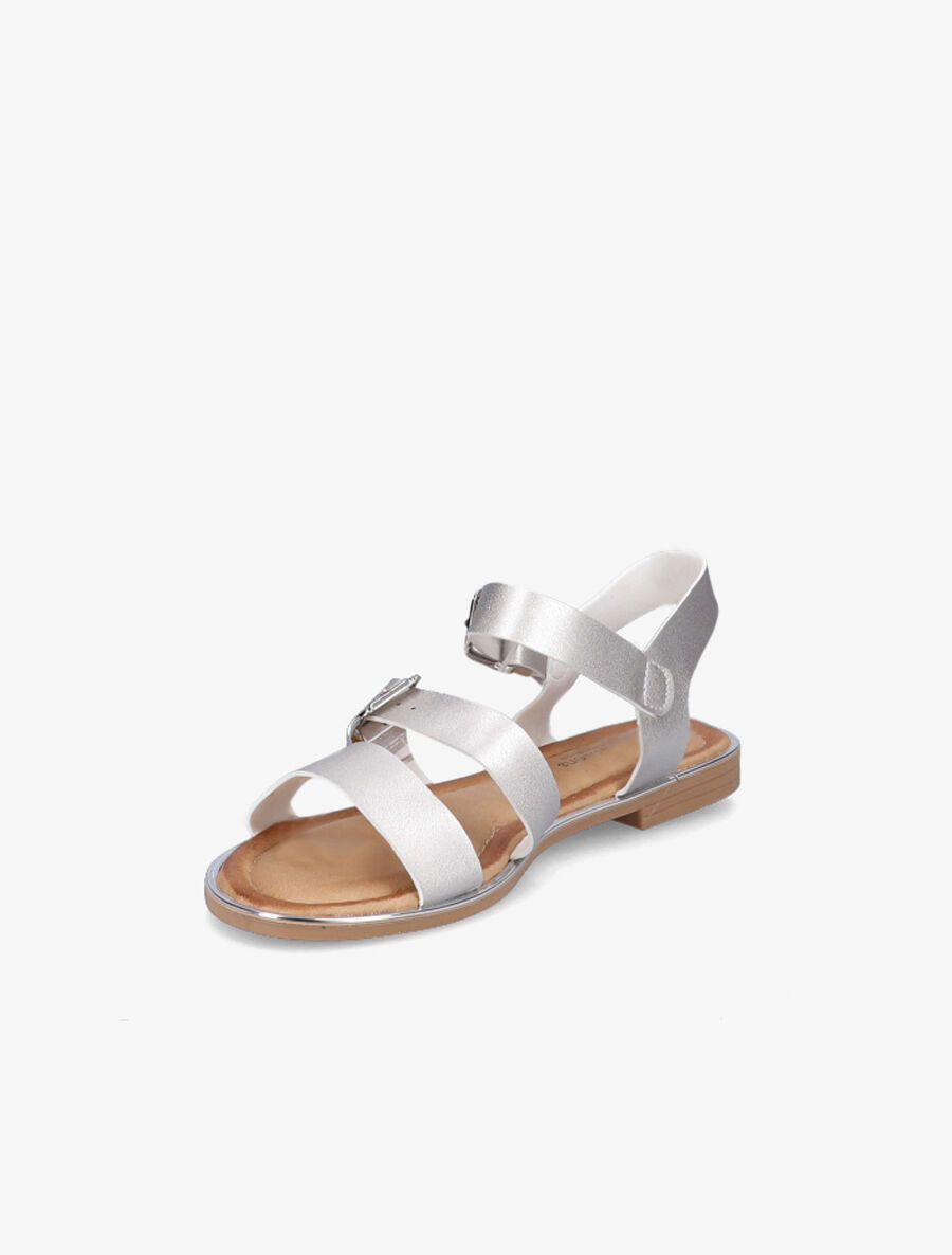 Nu-pieds en simili à double boucles - Argent - 3
