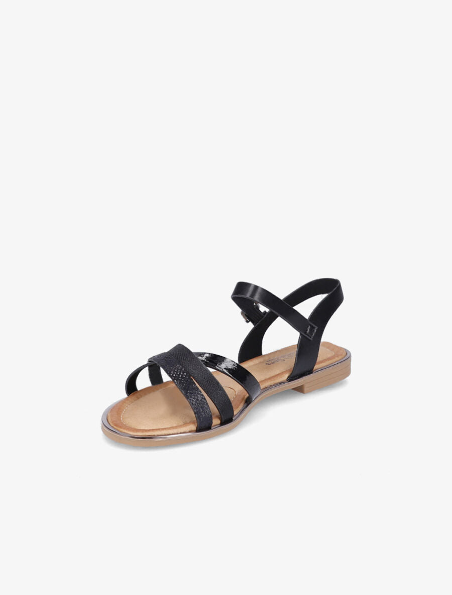 Nu-pieds à brides croisées texturées - Noir - 4