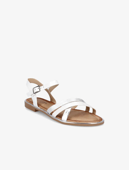 Nu-pieds à brides croisées texturées - Blanc - 1