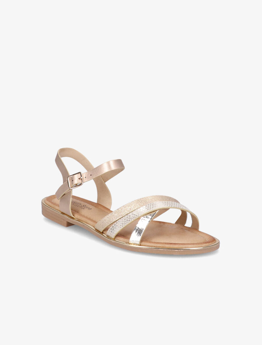 Nu-pieds à brides croisées texturées - Or - 1