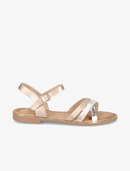 Nu-pieds à brides croisées texturées - Or - 2